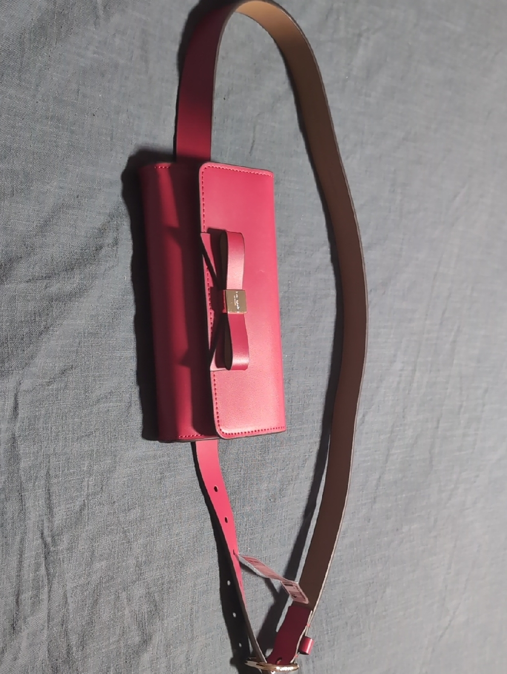 Red Leather Bow Belt Bag - Women